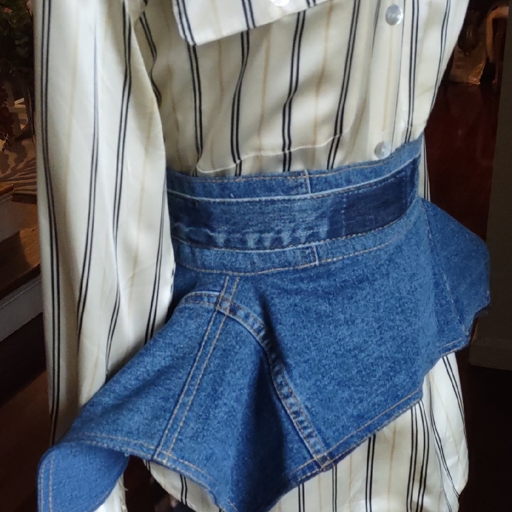 Handcrafted Denim Peplum. Made With Upcycled Denim. One-of-a-kind Piece - Picture 2 of 5